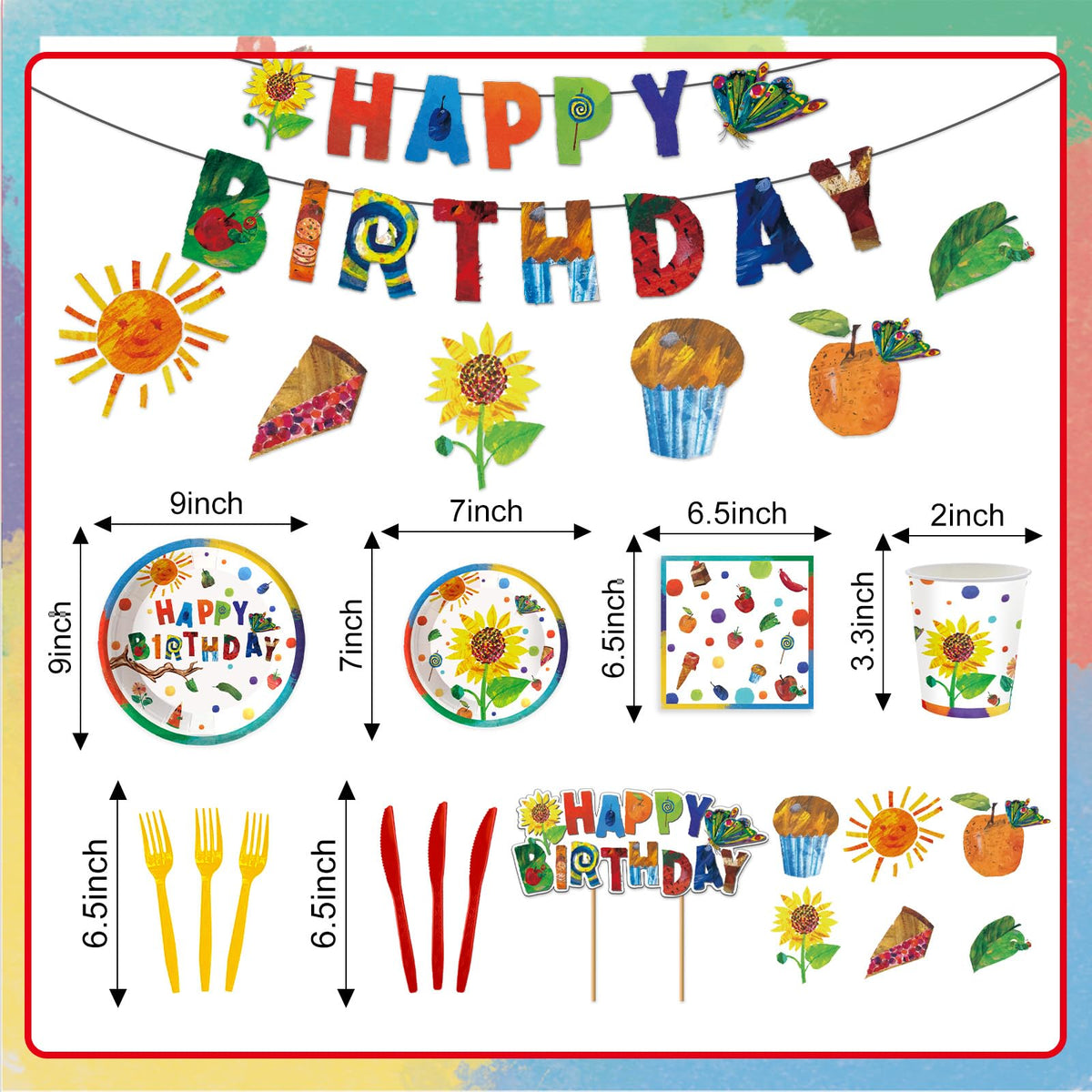 XUELIREN hungry caterpillar tablecloth and banner adds color while protecting surfaces