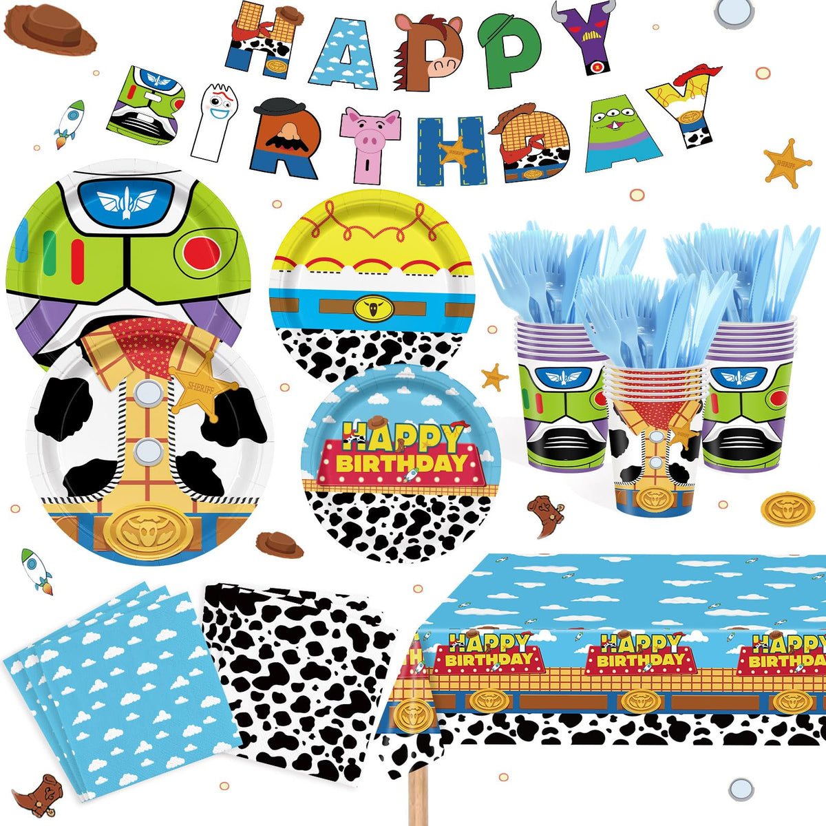 XUELIREN toy theme plates for 20 guests with vibrant, kid-friendly design.