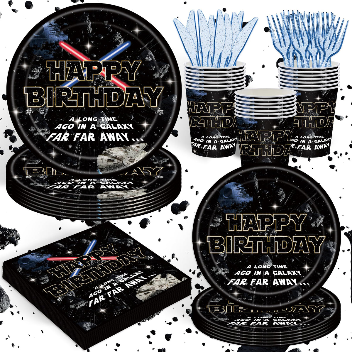 XueXiceili Galaxy 9-inch plates ready for vibrant party dining and easy cleanup