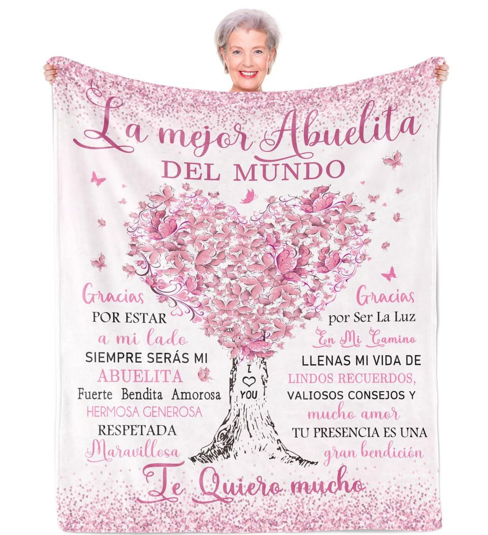 Xufudy Abuela Gift Blanket 50x60 inches on bed, warm and cozy
