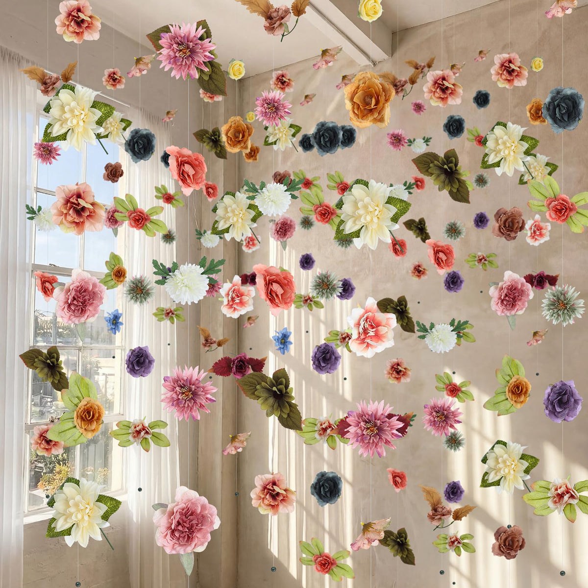 XunYee 6-piece flower garland draped for elegant tablescape decoration