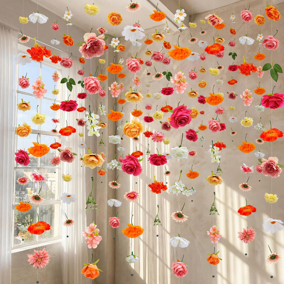 XunYee flower garland roses 6pc for romantic backdrops and lush wall decor.