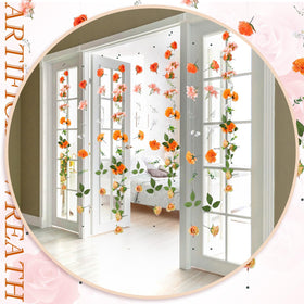 XunYee flower garland stair-decoration adds soft color to stairs.