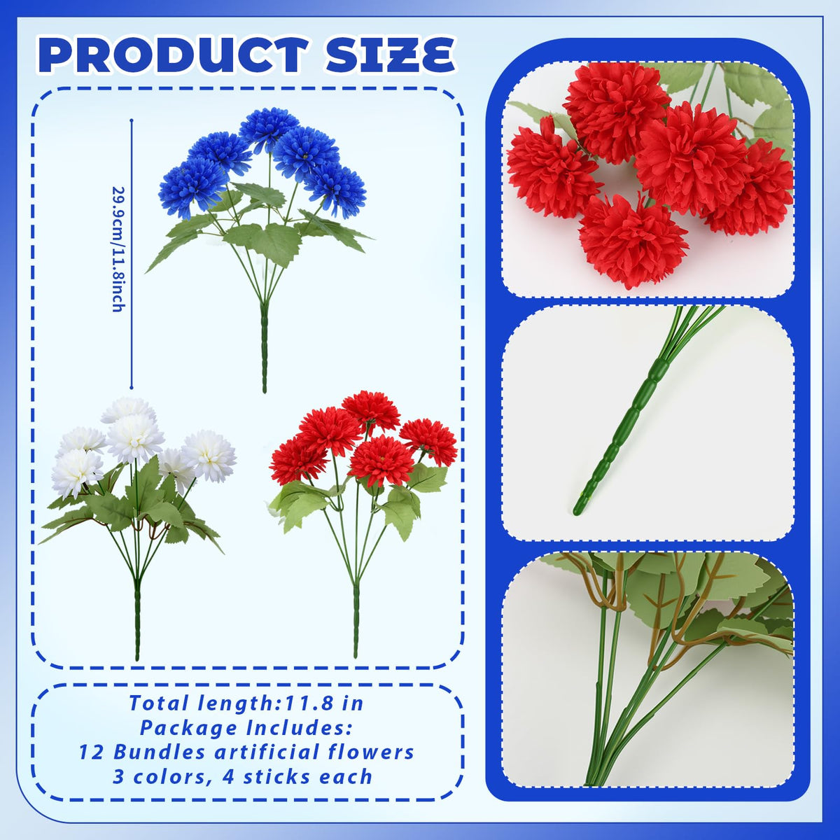 XunYee UV-resistant patriotic chrysanthemum for durable outdoor display.