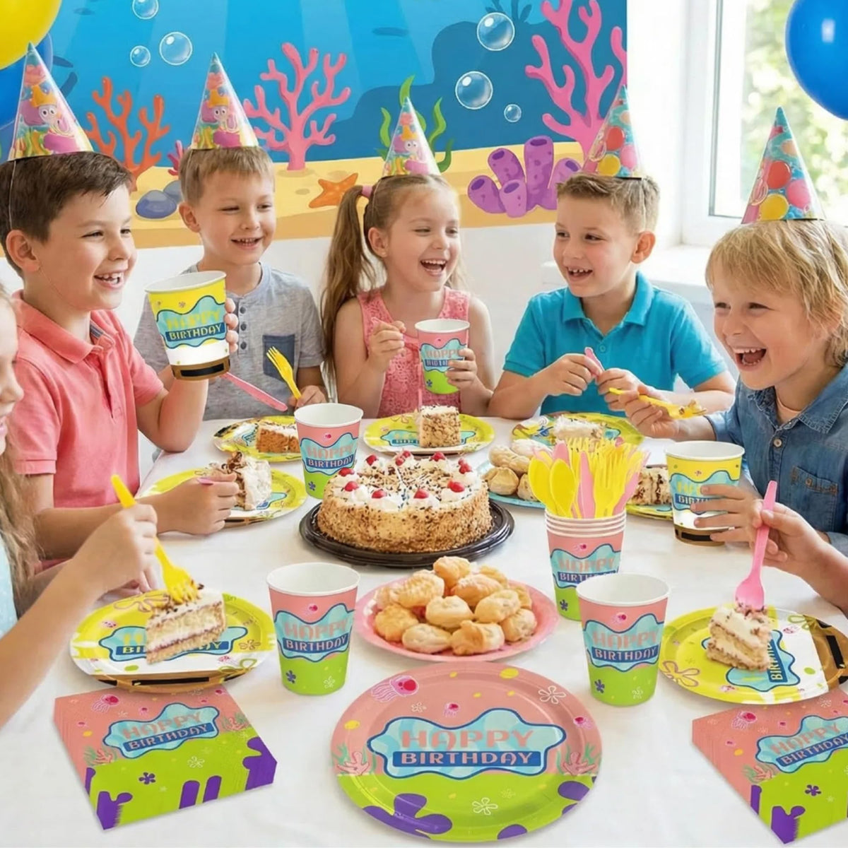XUNYIPTY yellow cartoon birthday cups ideal for cold drinks and kid-friendly serving