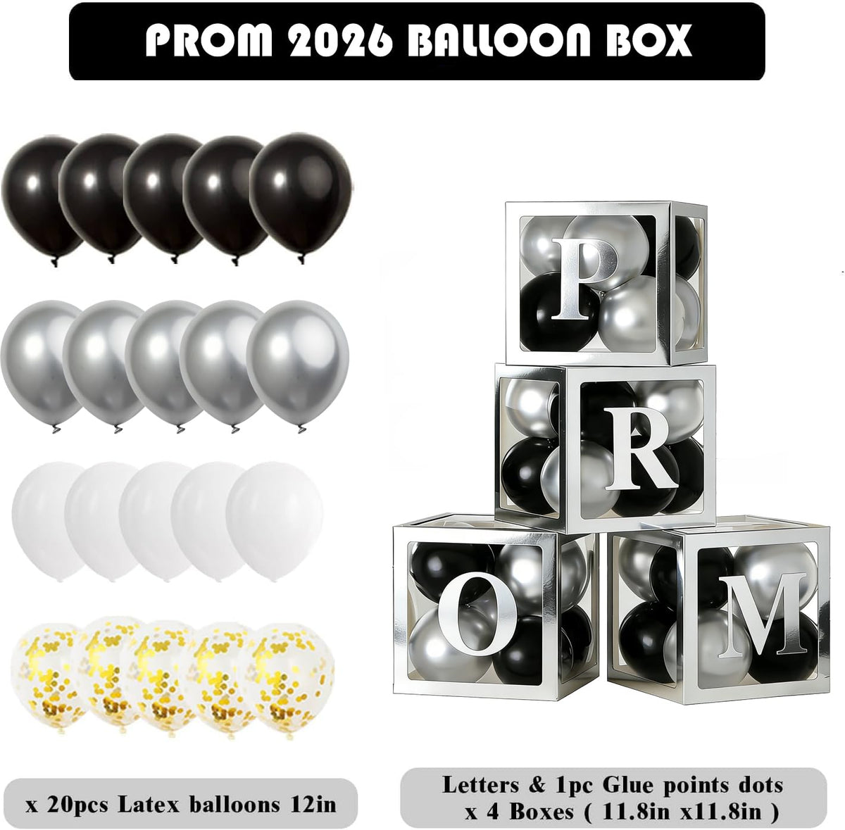 Xvvti silver transparent balloon boxes add a sleek, photogenic backdrop