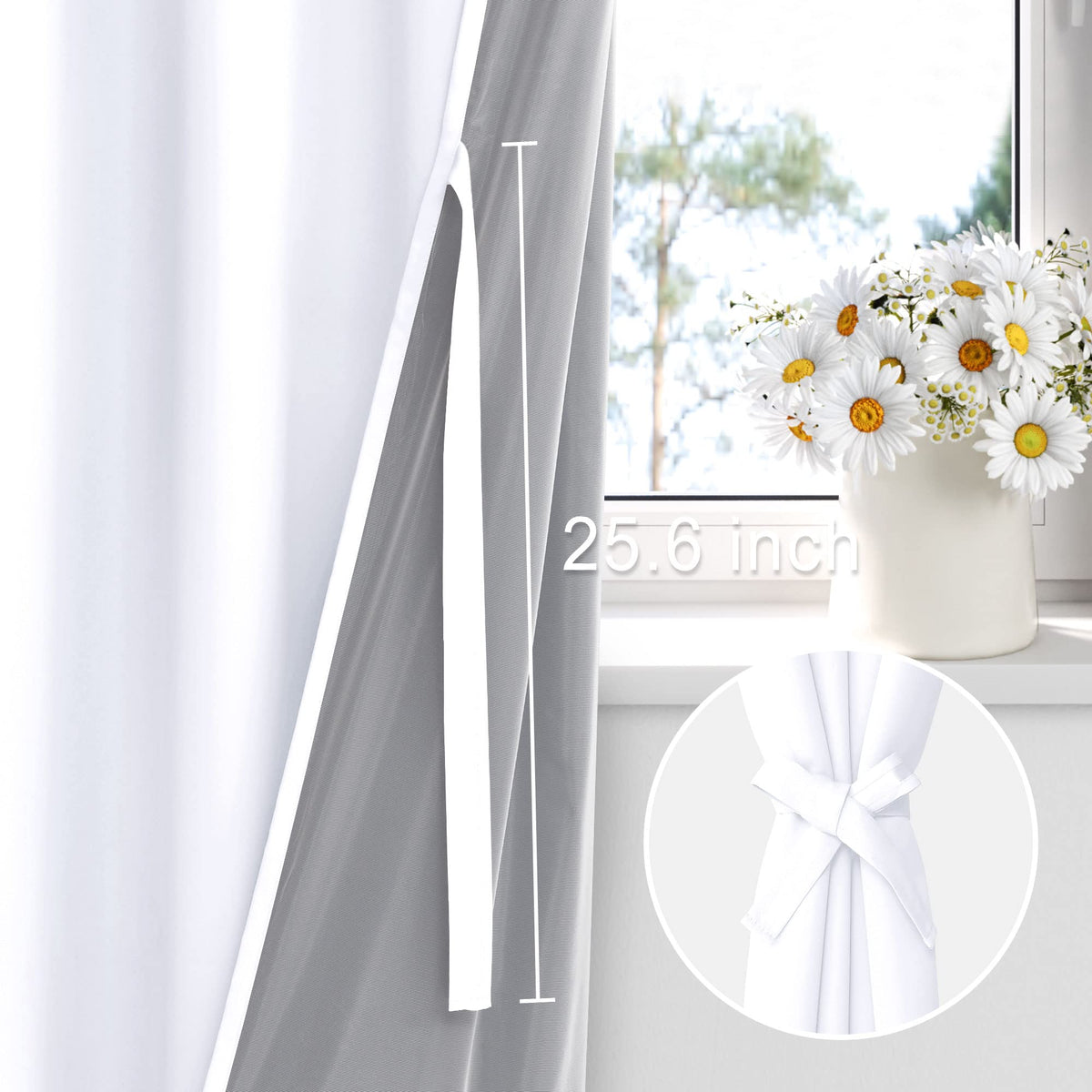 XWZO curtains with integrated tiebacks offer adjustable light control