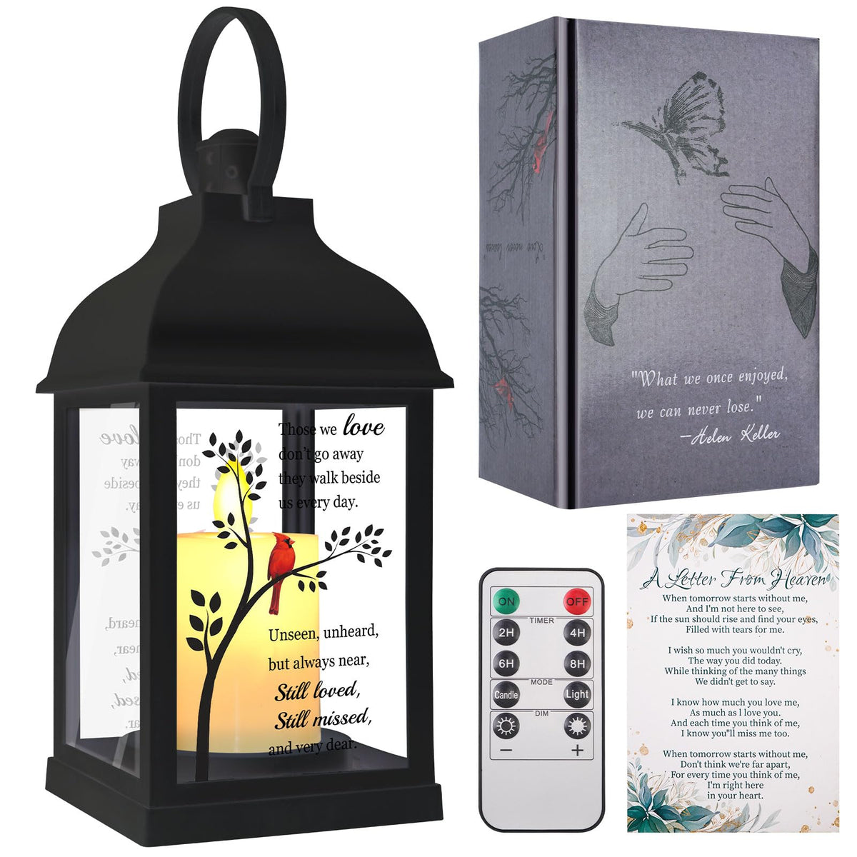 XXSTAR Memorial Lantern front view with glass sides and soft glow for remembrance