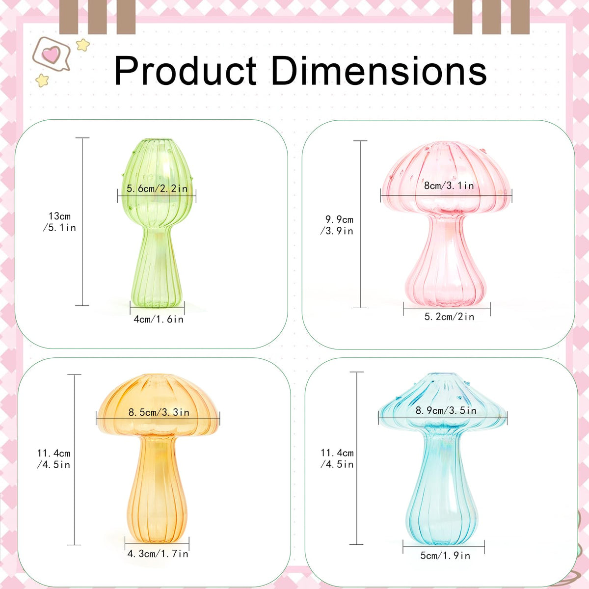XXXFLOWER pink glass mushroom propagation vase with delicate color plating