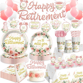 Xynic 171-piece floral retirement decor set creates a cohesive party look