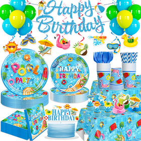 Xynic banner adds bold pool party flair for summer celebrations.
