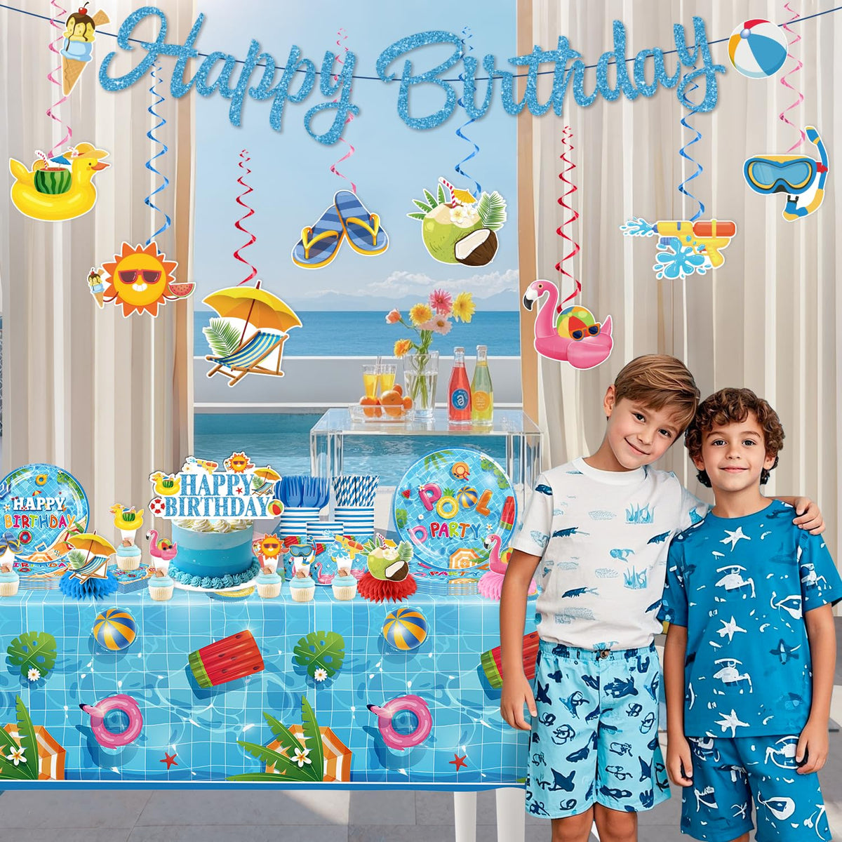 Xynic hanging swirls decorate outdoor gatherings with playful motion.