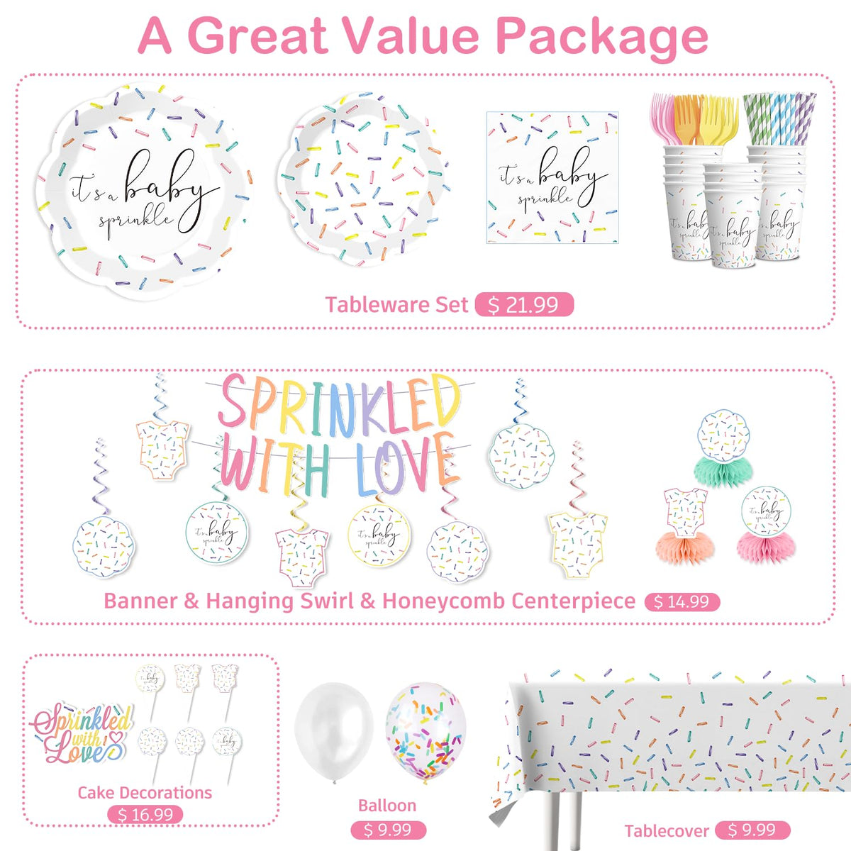Xynic Baby Sprinkle glitter banner adds festive shine