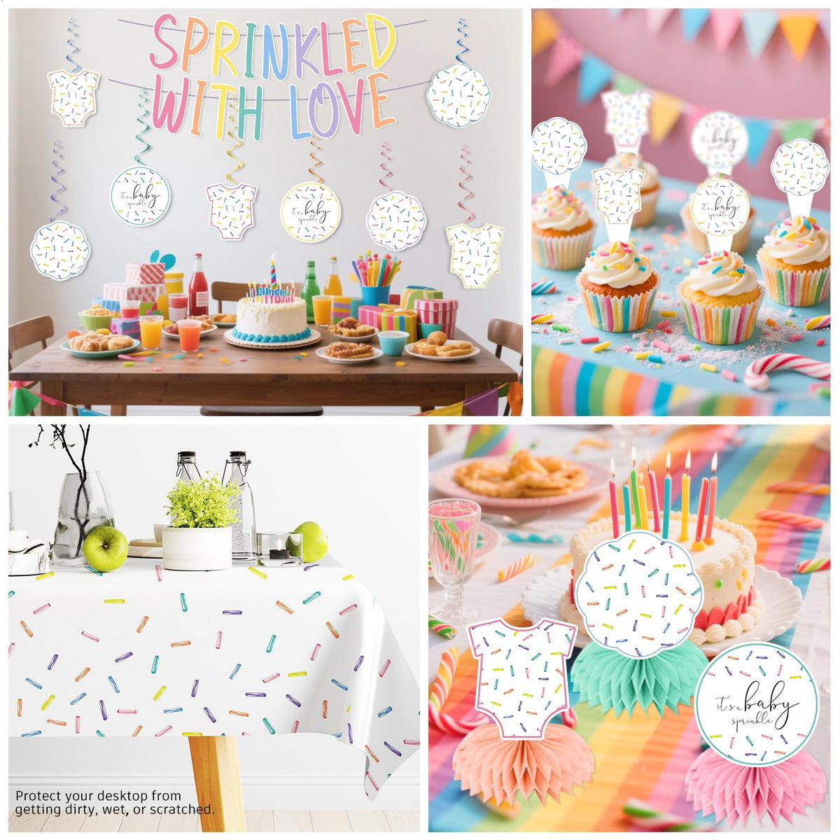 Xynic Baby Sprinkle honeycomb centerpieces add playful flair