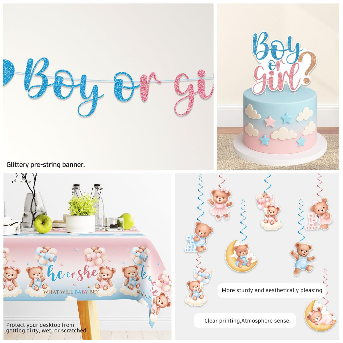 Xynic bear cake topper instant centerpiece for the reveal cake