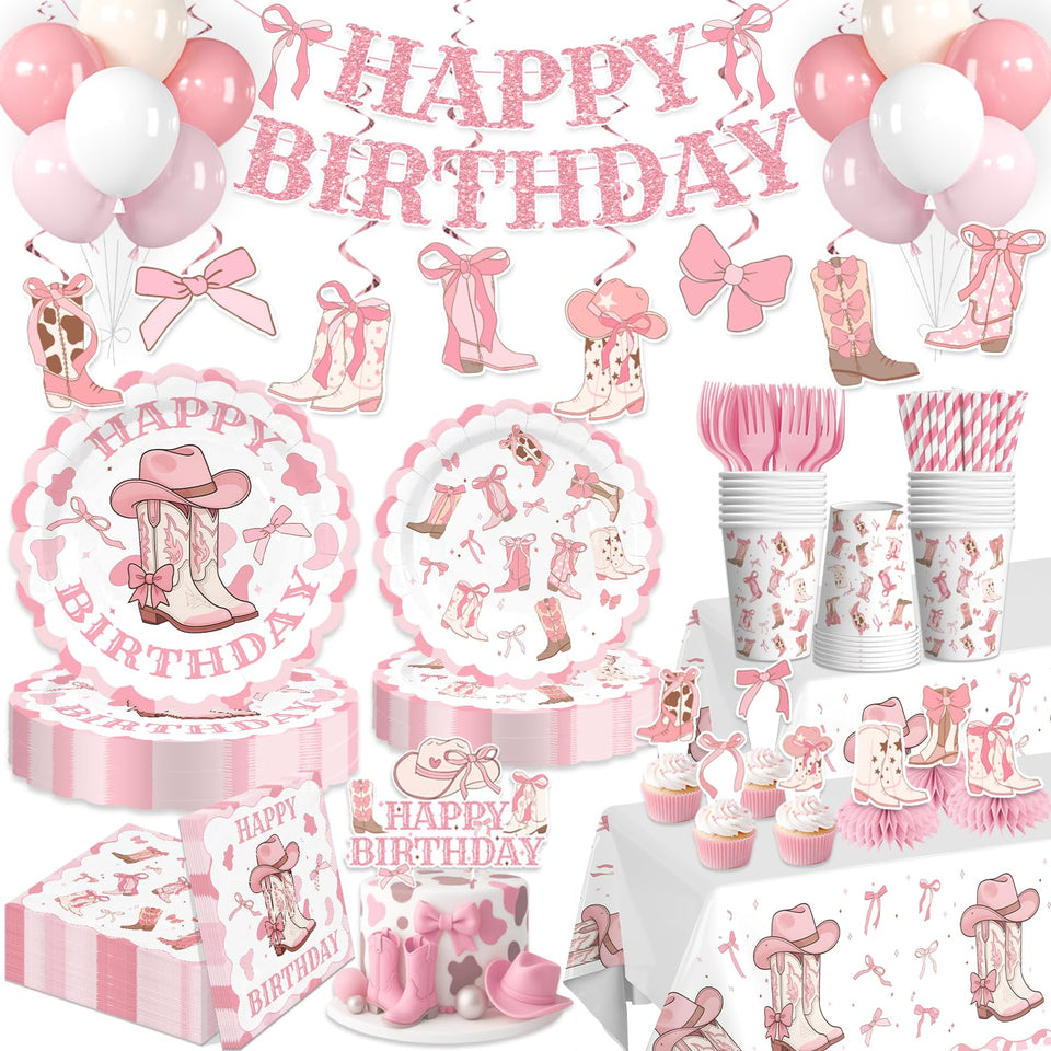 Xynic boots and bows banner adds cowgirl charm to party decor