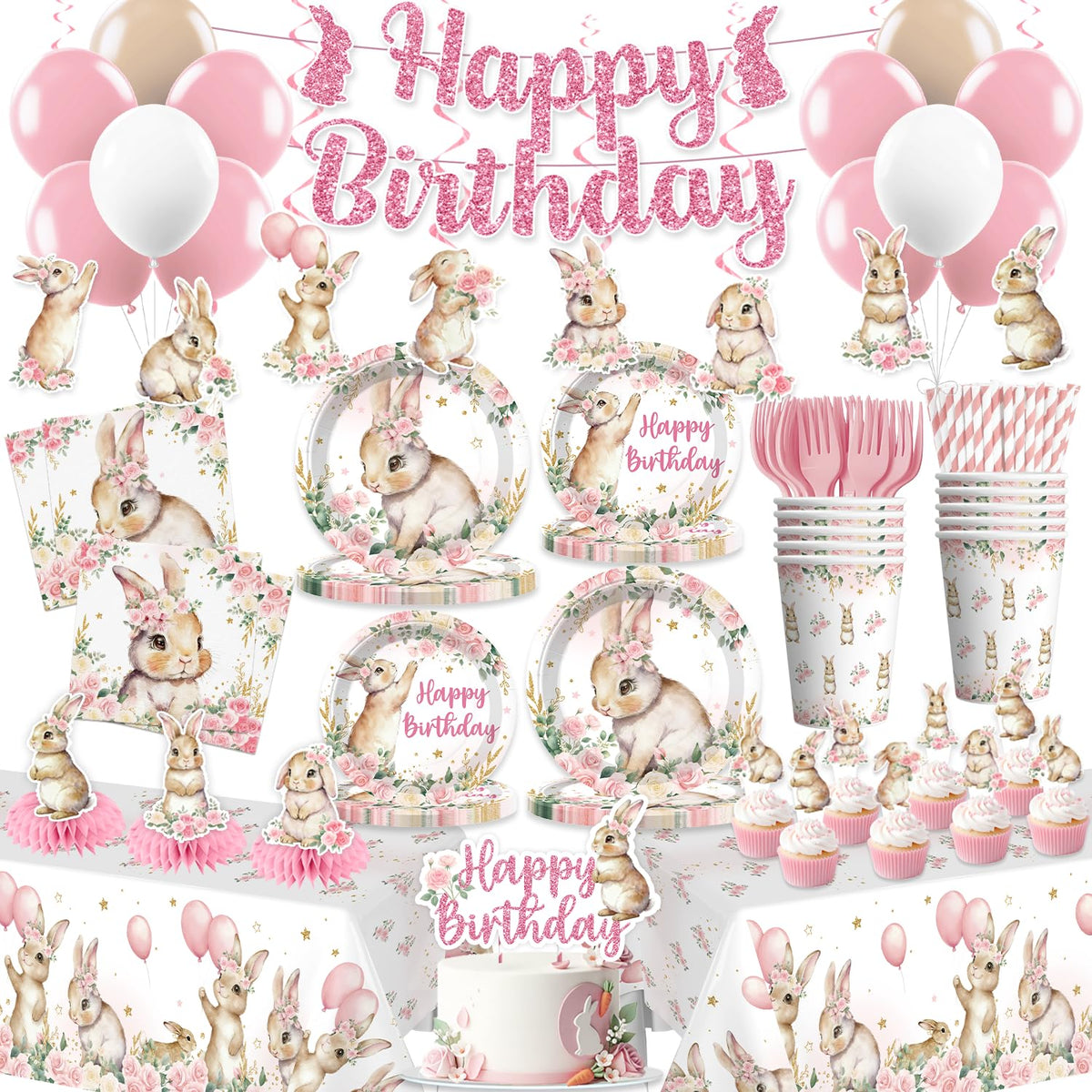 Xynic bunny birthday banner brightens the party ambiance for photos and moments.