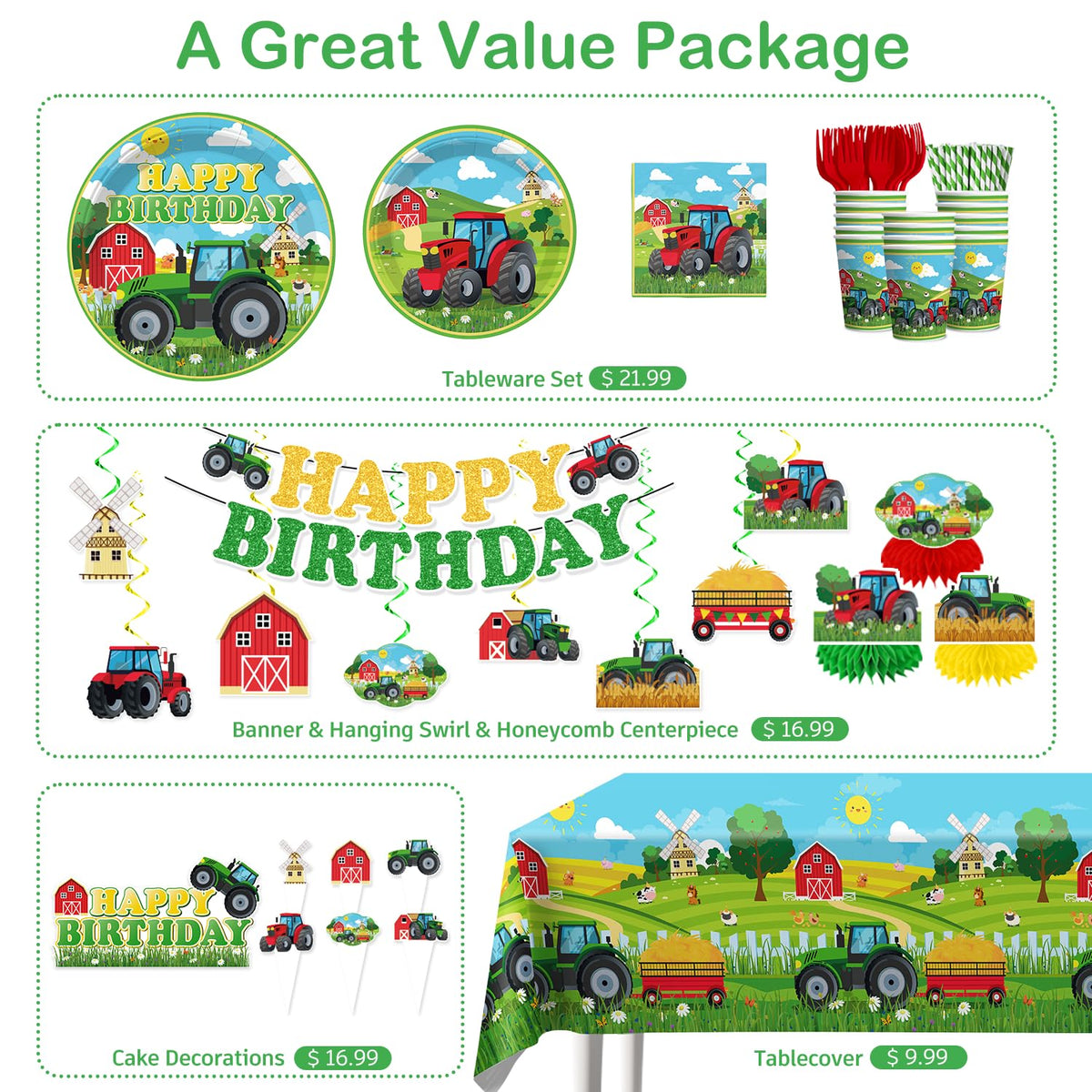 Xynic farm theme tablecloth protects surfaces and unifies the look