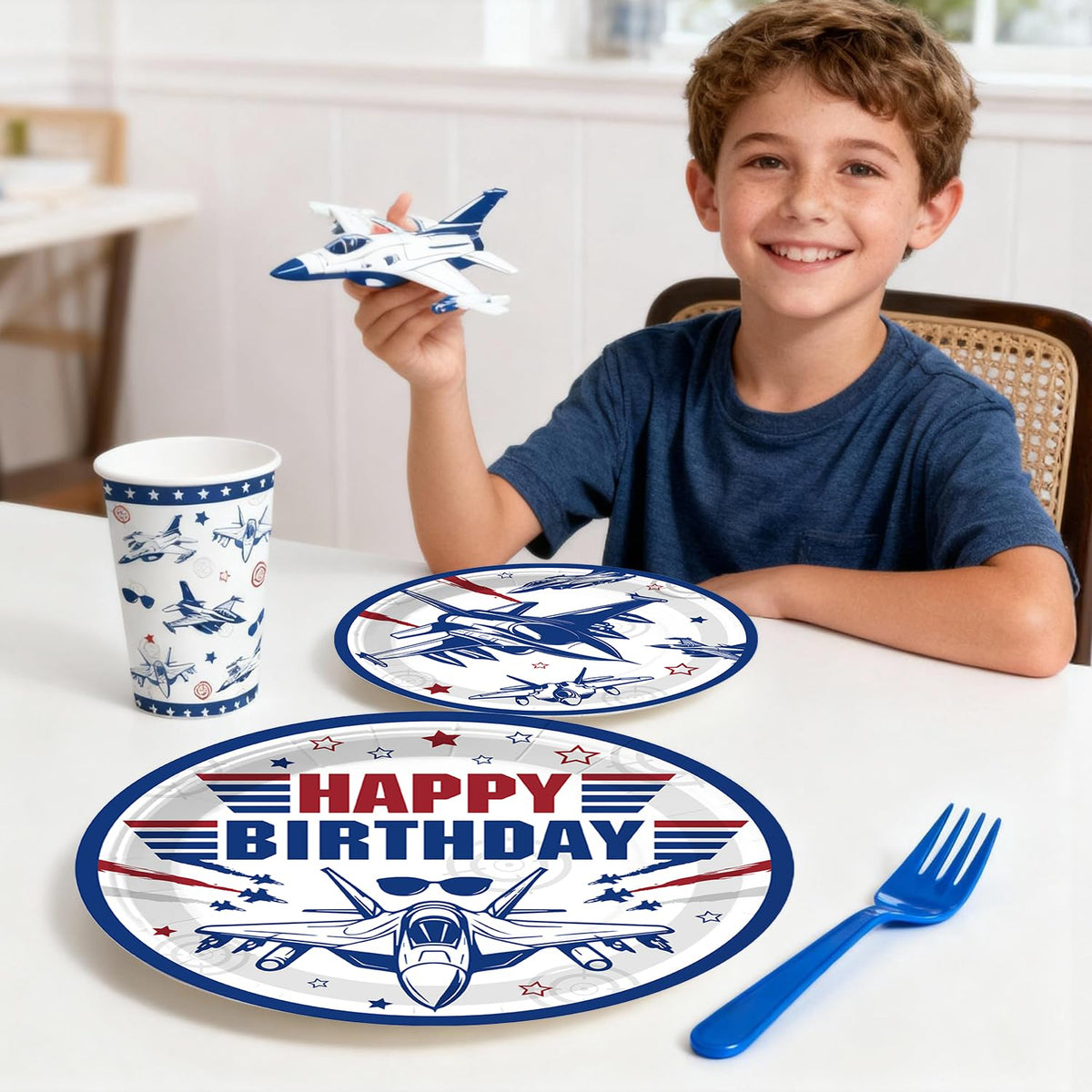 Xynic fighter jet cake topper serves as a bright centerpiece