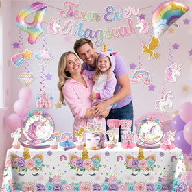 Xynic double-sided hanging swirls decorate the party space