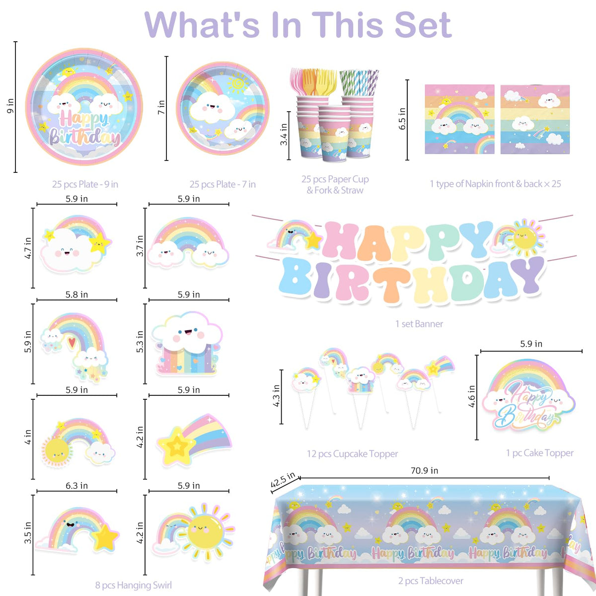 Xynic pastel rainbow hanging swirls brighten ceilings for a whimsical party