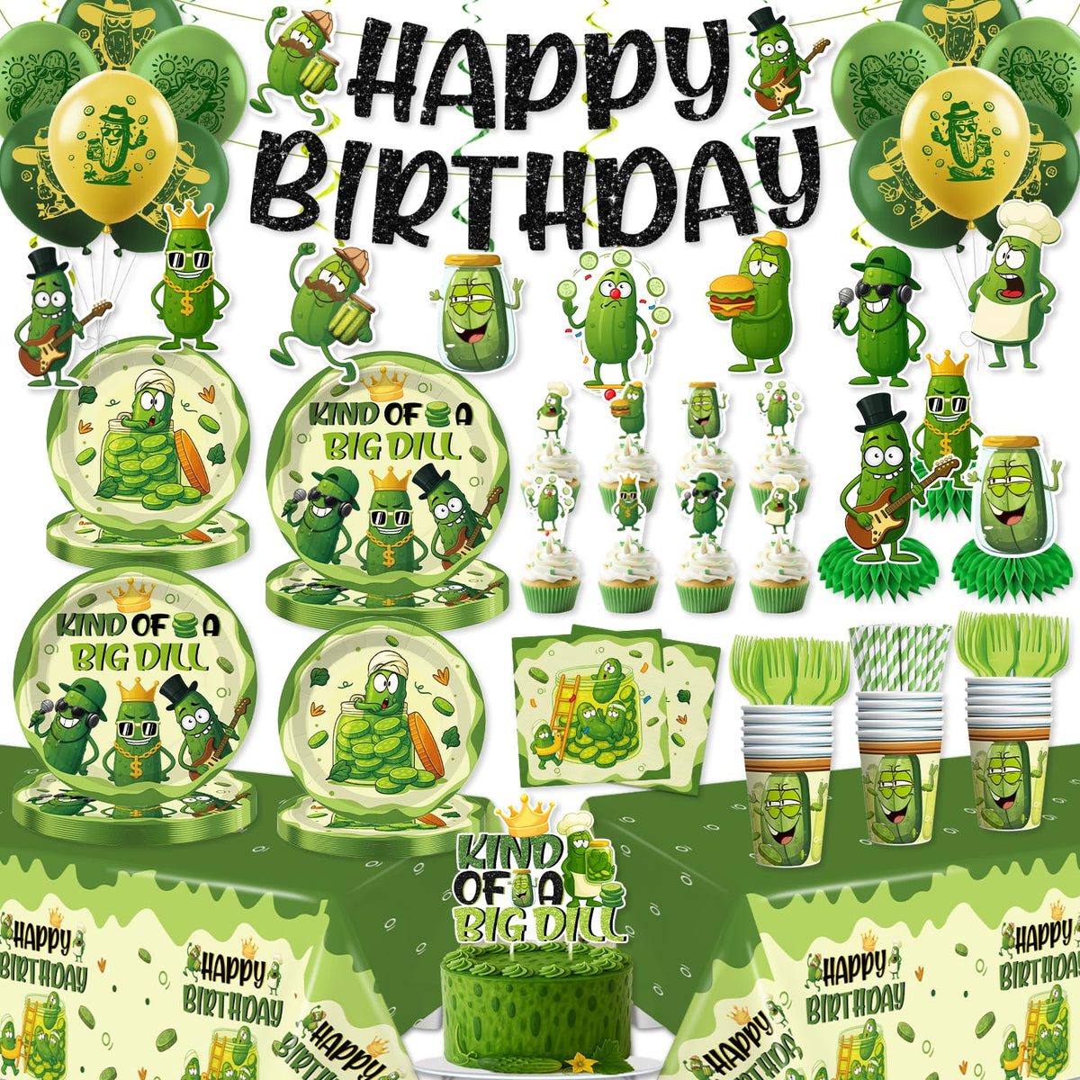 Xynic pickle party banner enhances a playful birthday backdrop