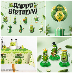 Xynic pickle party tablecloth protects surfaces and simplifies cleanup