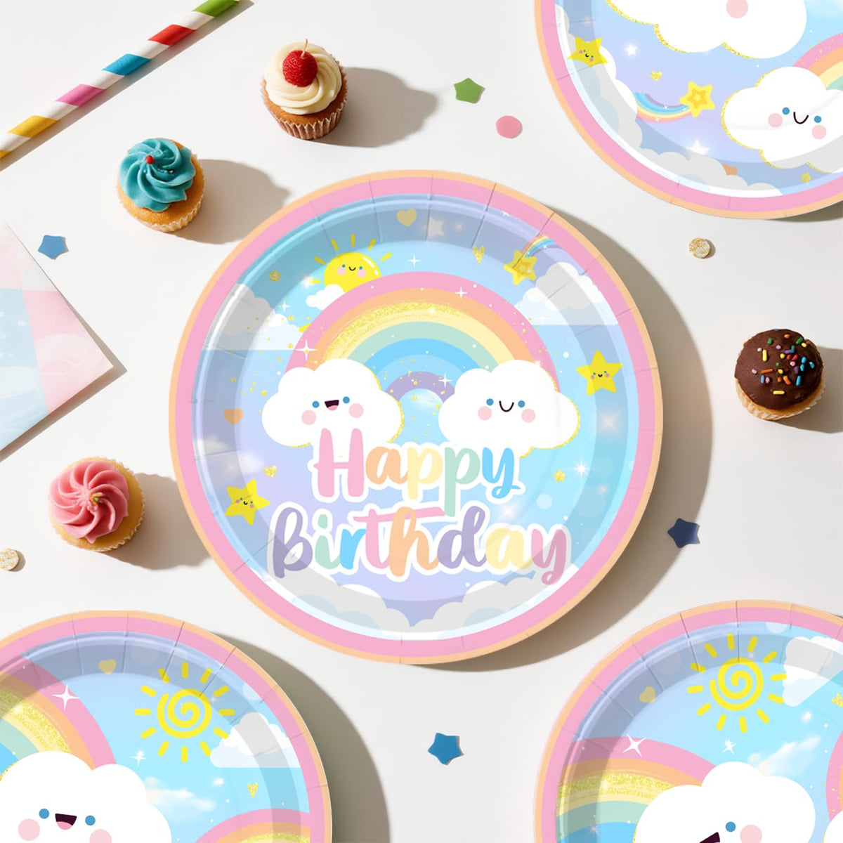Xynic rainbow cupcake toppers decorate treats with cheerful color