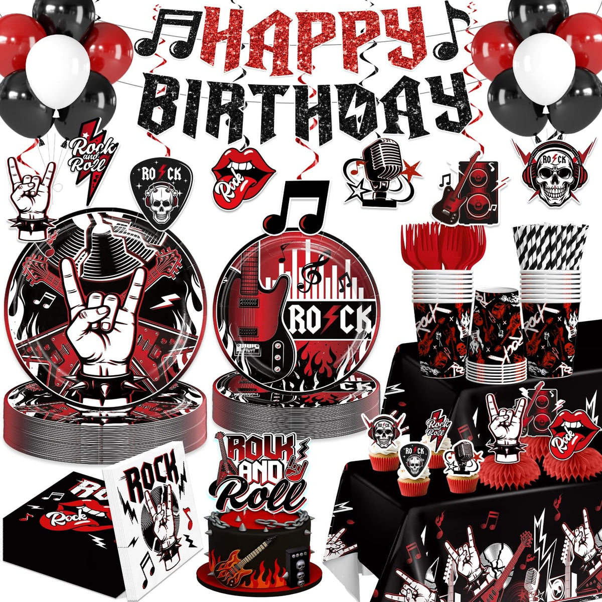 Xynic Rock and Roll banner visual focus, adds festive flair to party decor