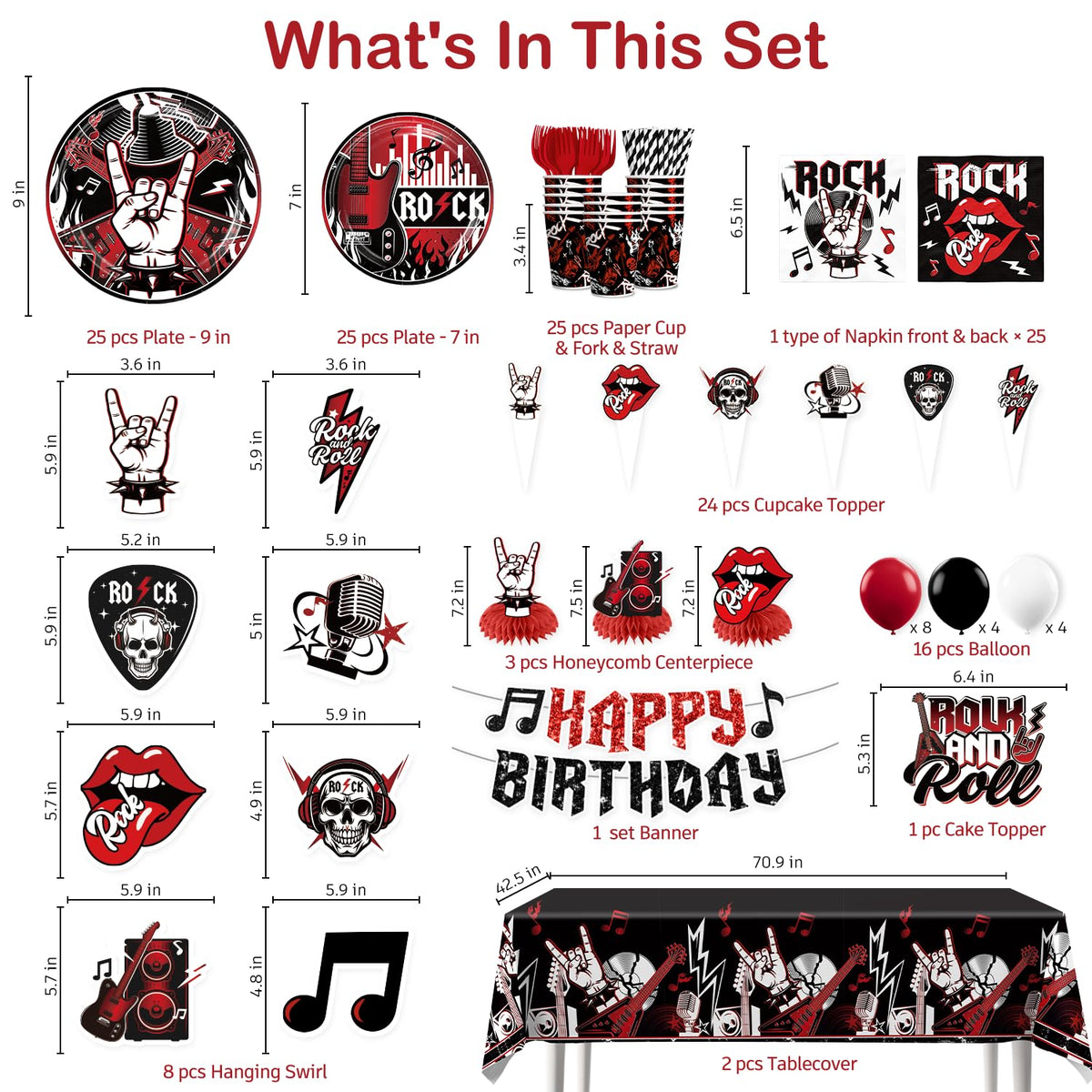 Xynic Rock and Roll 7-inch plates, sturdy serving for snacks