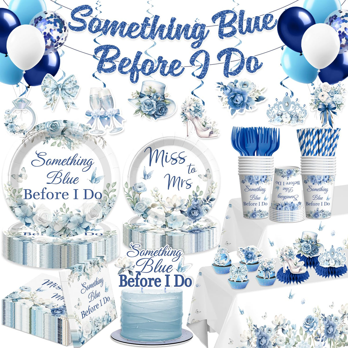 Xynic Something Blue banner pre-threaded for fast bridal shower setup.