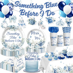 Xynic Something Blue banner pre-threaded for fast bridal shower setup.