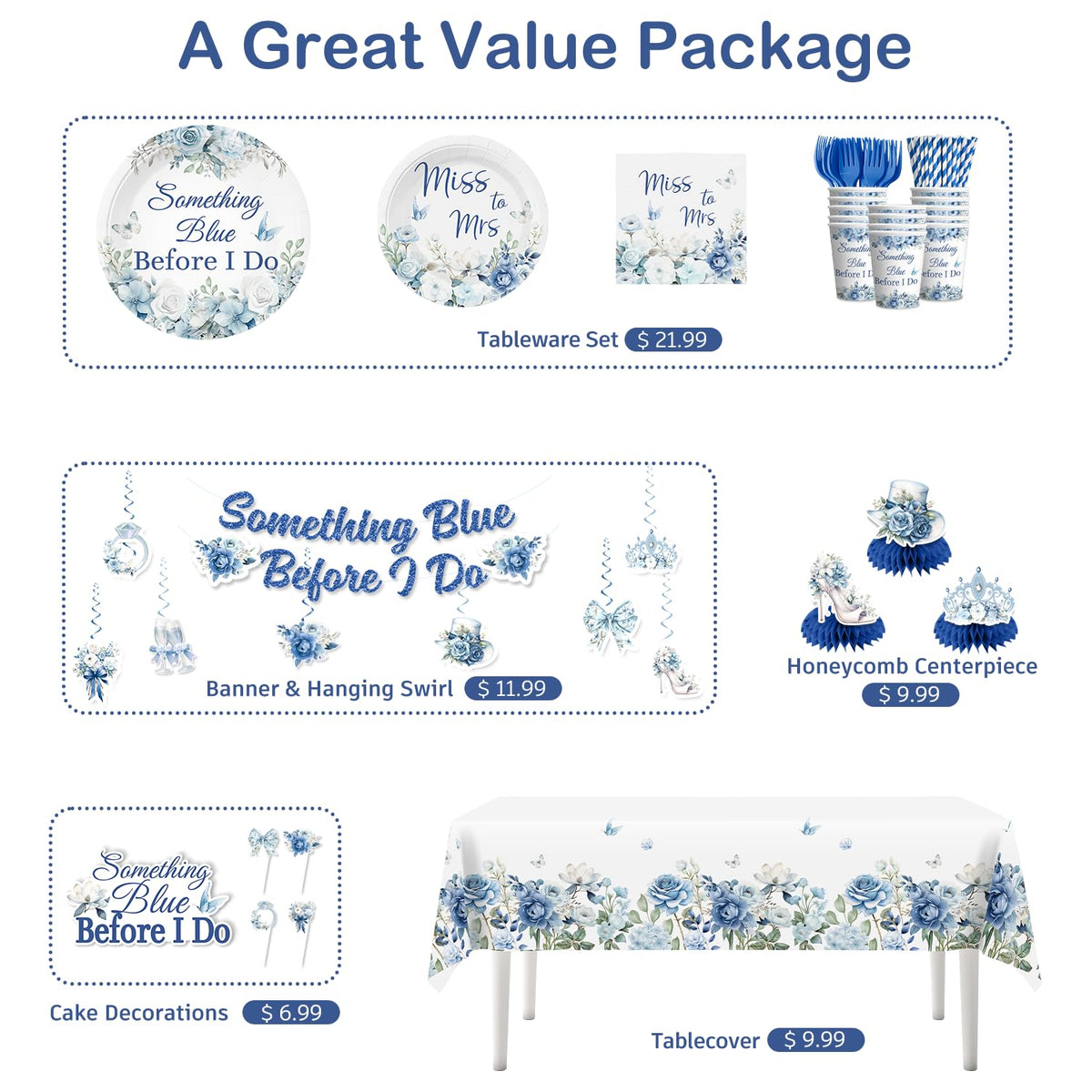 Xynic Something Blue cupcake toppers complement treats with themed charm.