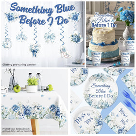 Xynic Something Blue double-sided hanging swirls add depth in photos.