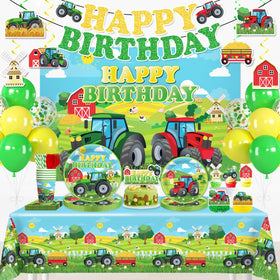 Xynic tractor birthday backdrop enhances farm party ambiance and photo moments