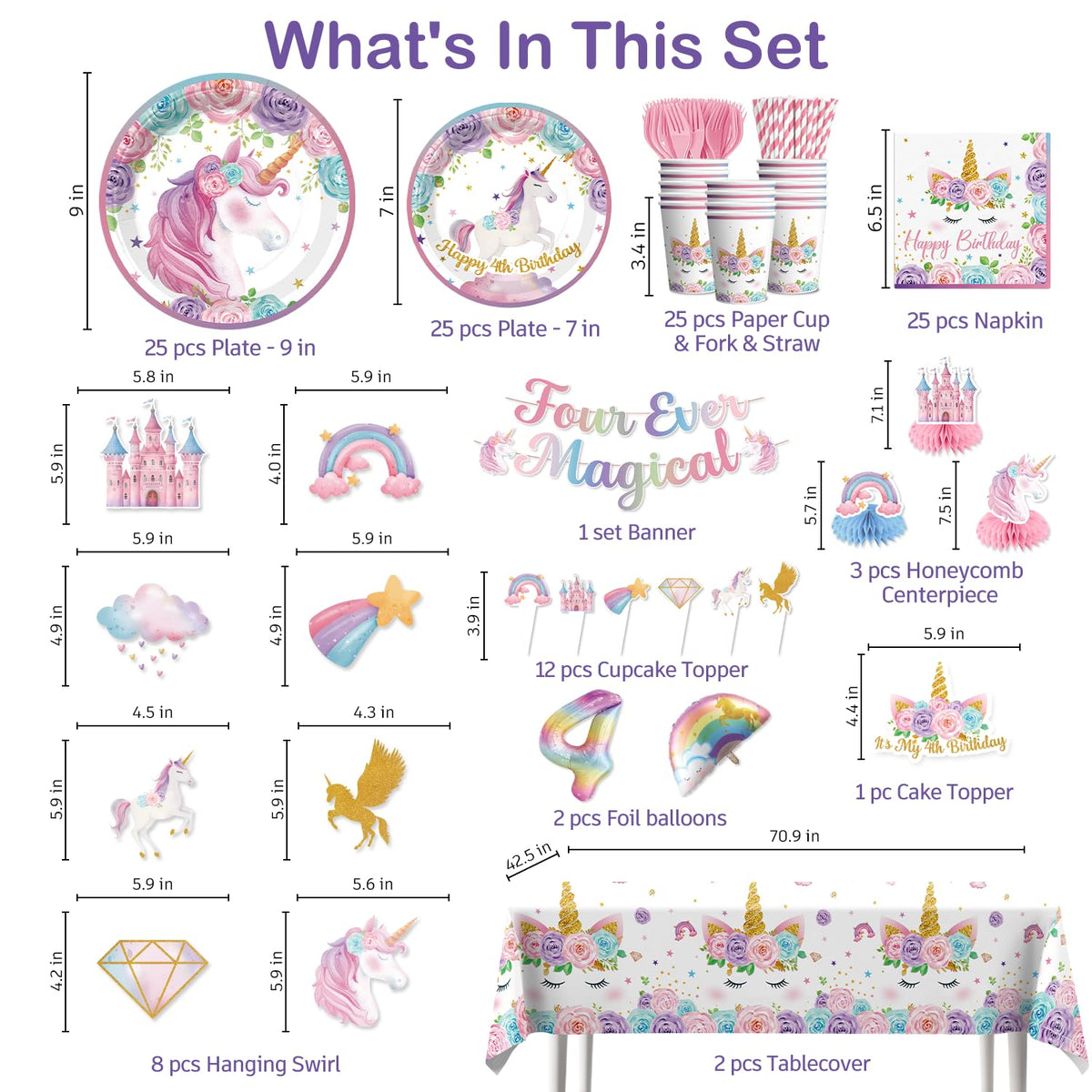 Xynic unicorn 9-inch plates brighten the dessert table