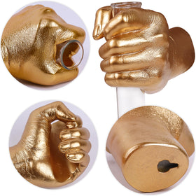 Wall-mount art piece features a hand sculpture and vase for a bold focal point.