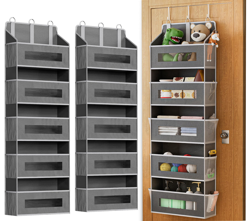 XyVoltic 2-pack 5-tier over-the-door organizer front view with roomy front pockets for quick access