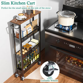 XYZLVSI narrow kitchen cart on wheels offers flexible organization around the home.