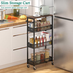 XYZLVSI slim storage cart side view showing compact footprint for small kitchens