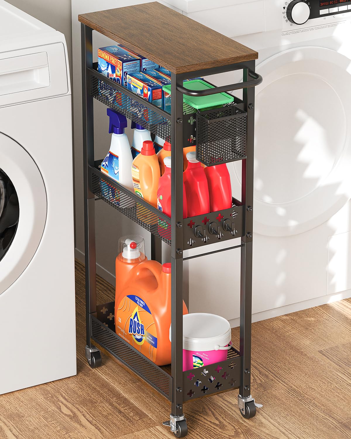 XYZLVSI slim storage cart 4-tier with wheels for easy movement in tight spaces