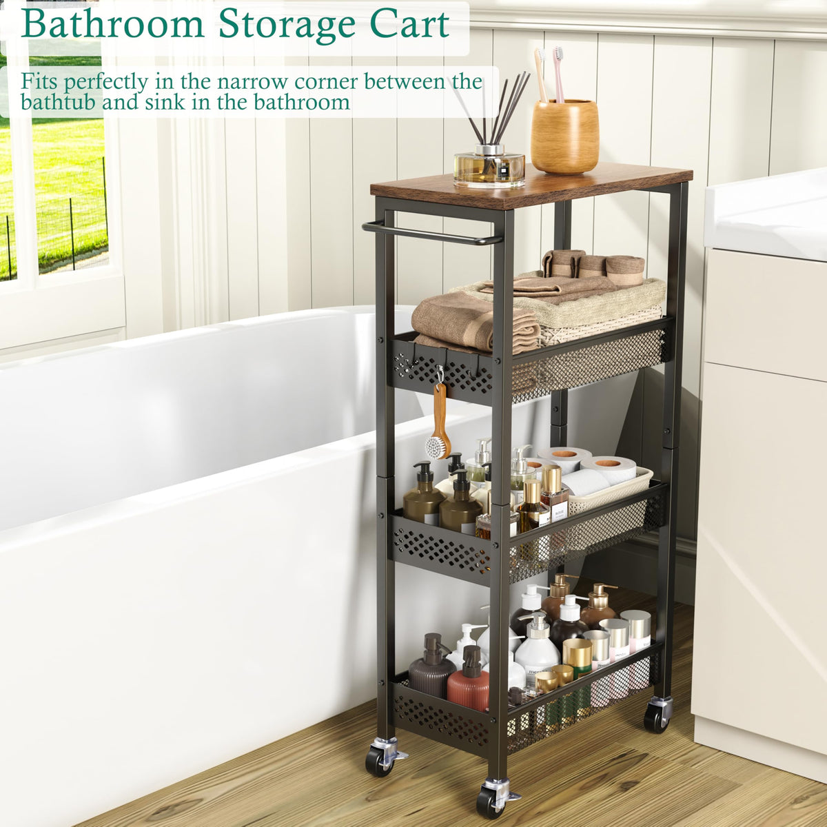 XYZLVSI 4-tier storage cart for compact vertical organization.