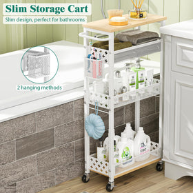 XYZLVSI slim storage cart bottom shelf supports tall bottles and large containers