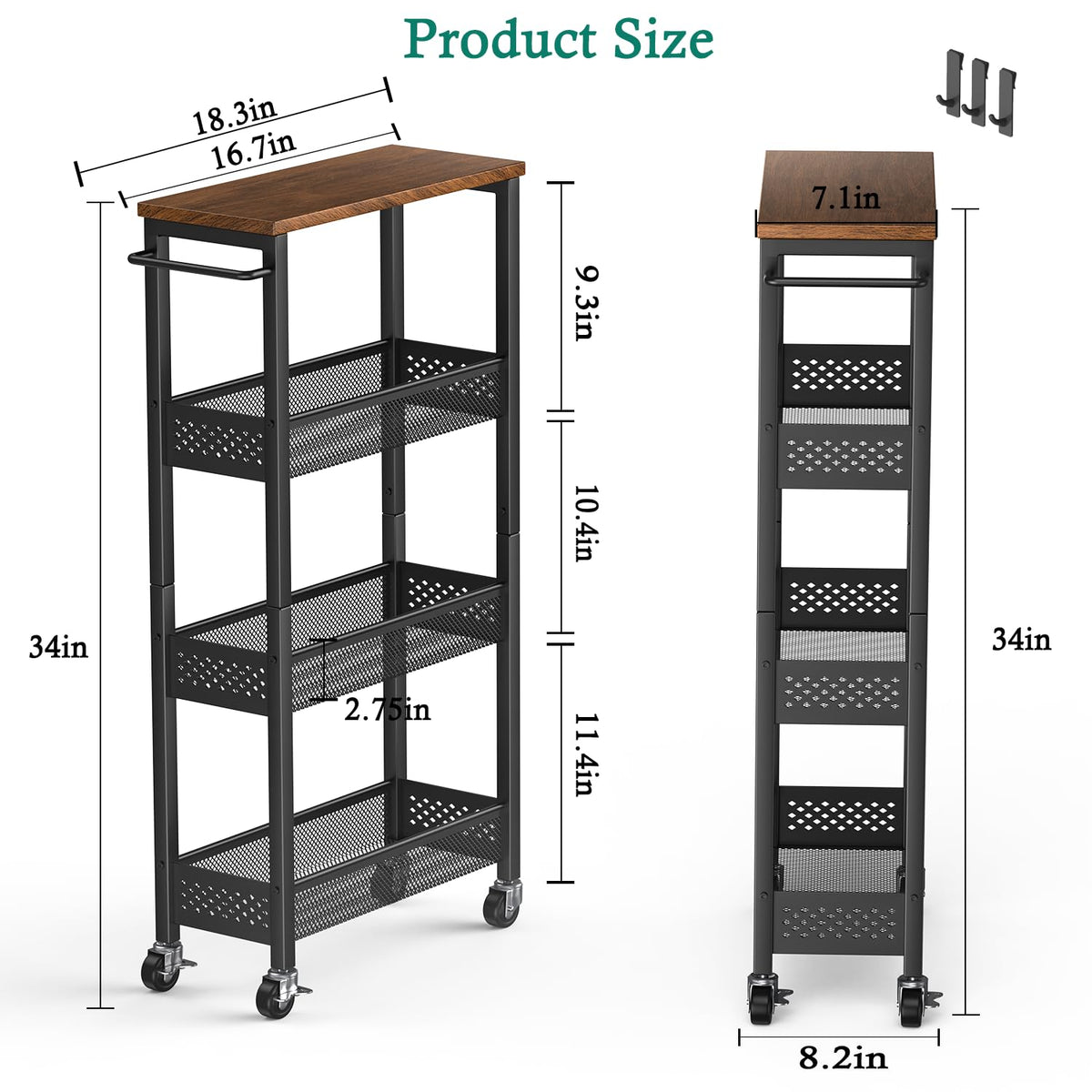 XYZLVSI rolling cart four swivel casters for easy movement
