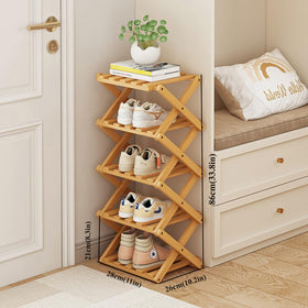 XZXWZX bamboo vertical rack demonstrates space-saving design for compact hallways