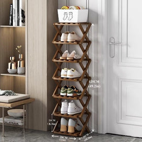 XZXWZX bamboo vertical shoe shelf tall design maximizing vertical storage.