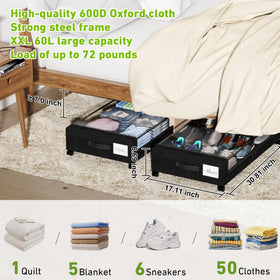 YAASHEEN 60L rolling bin with sturdy metal frame holds bulky items securely.