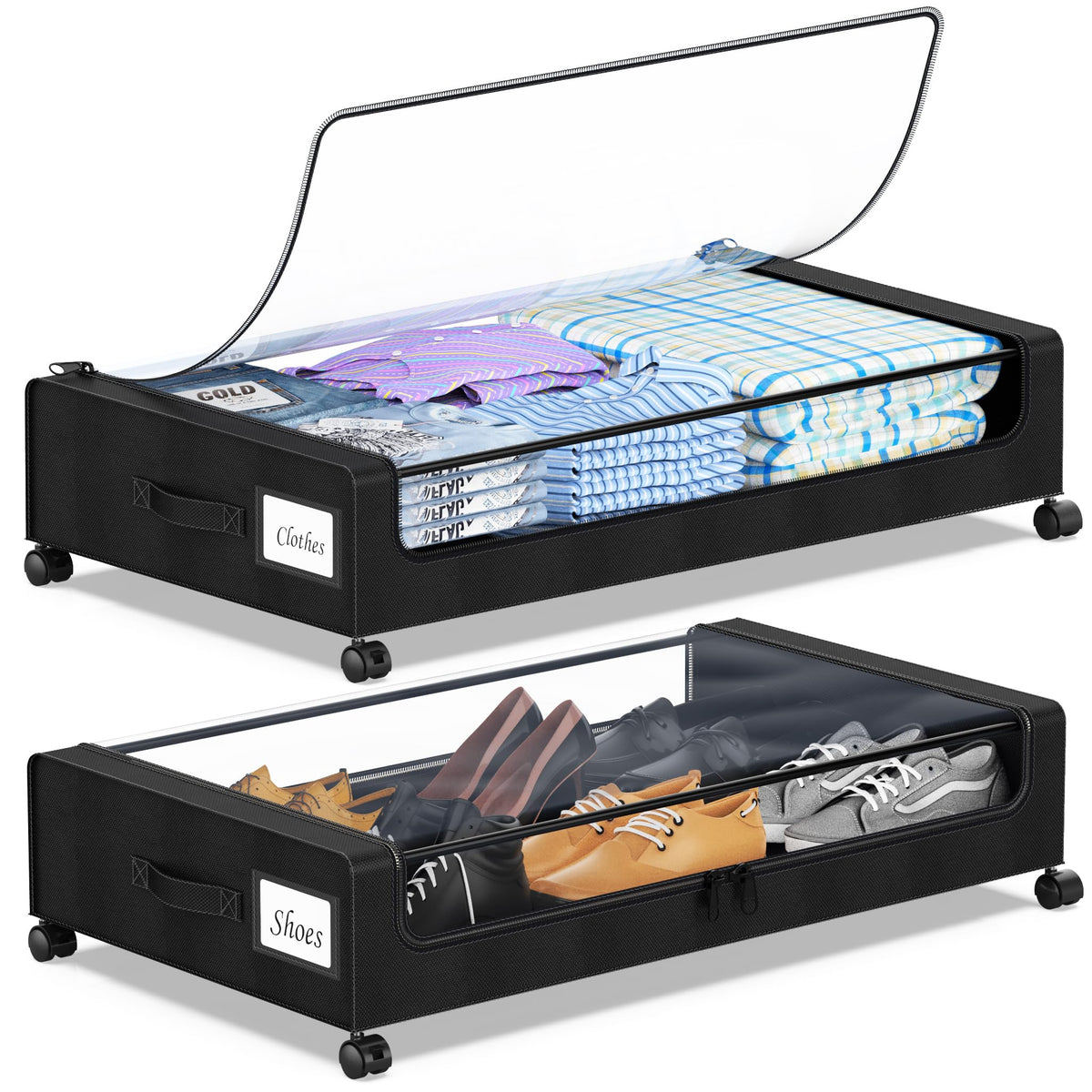 YAASHEEN under‑bed storage with wheels glides easily for quick access.