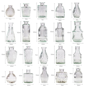 Yabool clear glass bud vases in multiple sizes for fresh or dried arrangements