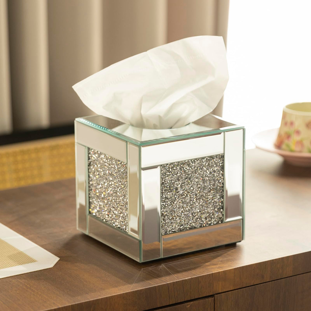 YACSNBF crystals closeup on tissue box cover for luxury spaces